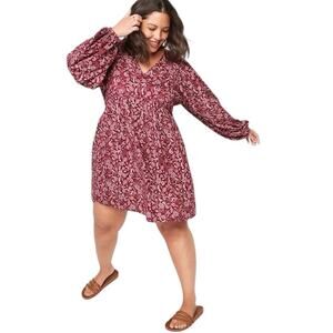 Old Navy V-Neck Long Sleeve Floral Swing Dress
